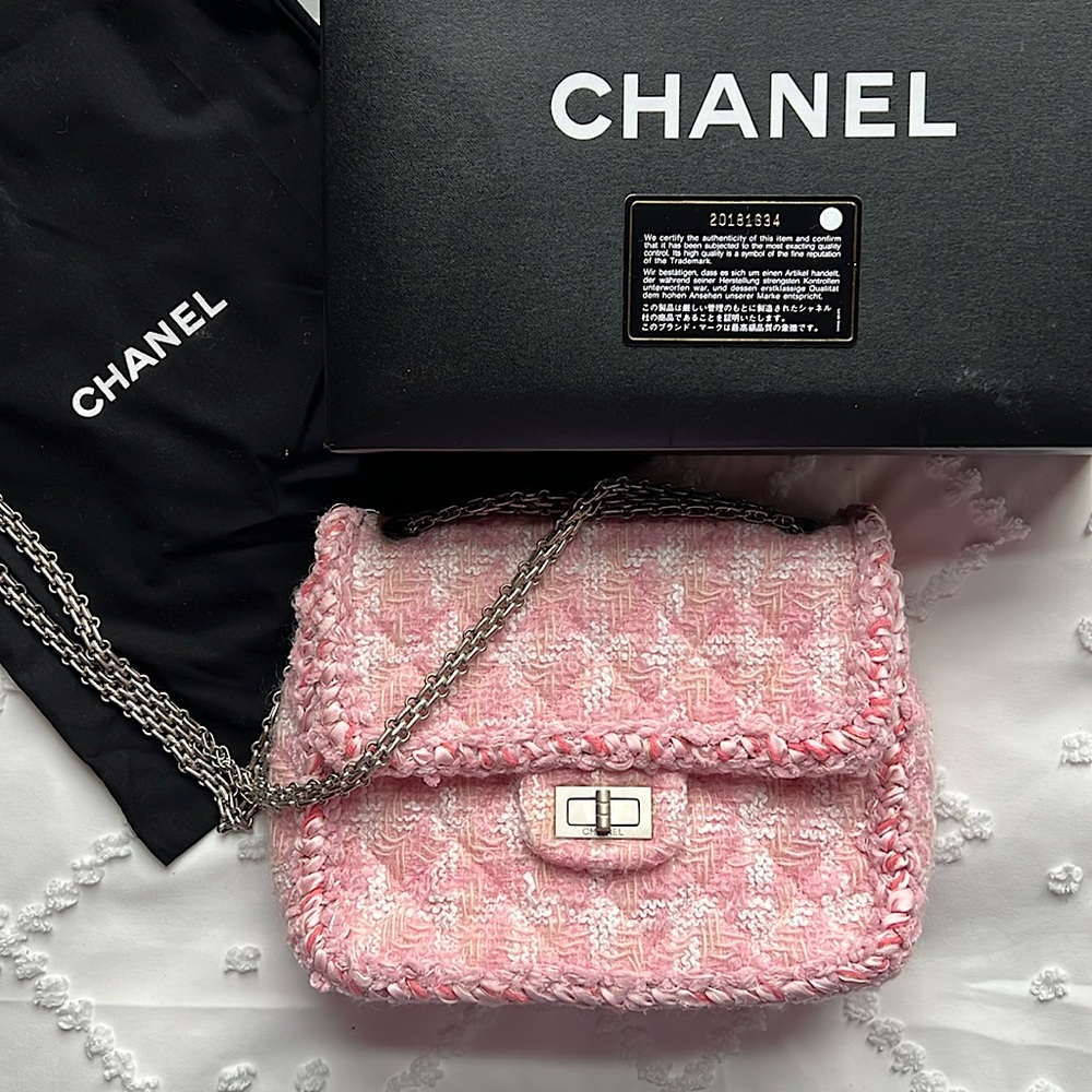 Authentic Vintage Chanel Tweed Braid Reissue Square Flap bag 2014